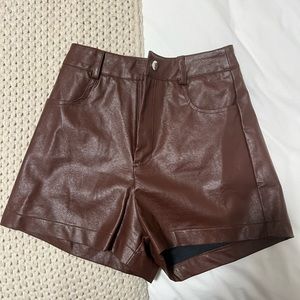 Brown Leather Shorts Princess Polly